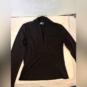 Vintage Elegant Black Long Sleeve v top